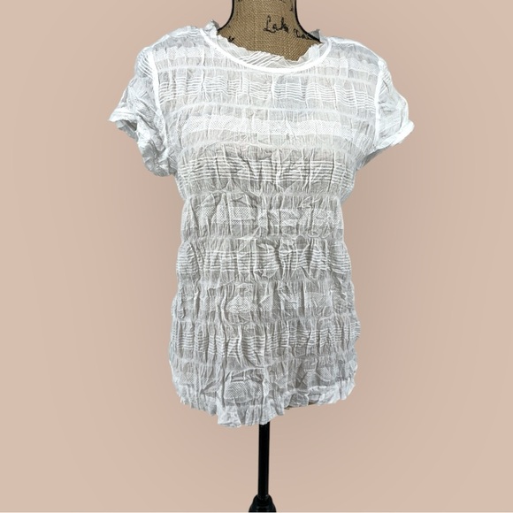 Sundance White Gauze Top Stretch Breathable Boho Short Capped Sleeve Festival - Picture 1 of 7